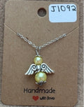 Yellow Beaded Angel Necklace