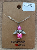 Pink Beaded Angel Necklace