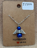 Blue Beaded Angel Necklace