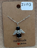 Black Beaded Angel Necklace