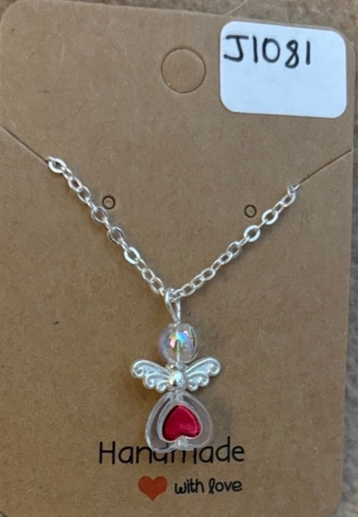 Red Heart Angel Necklace