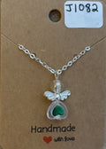 Green Heart Angel Necklace