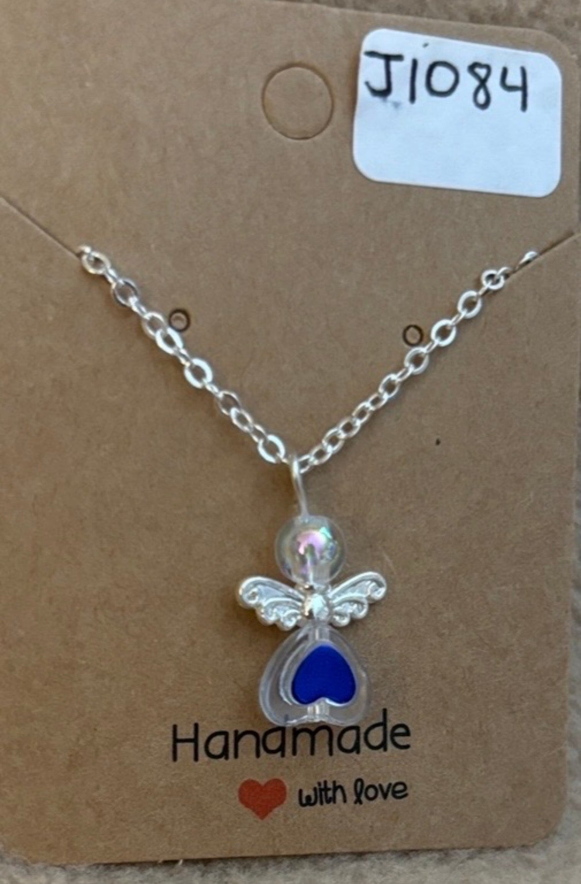 Blue Heart Angel Necklace
