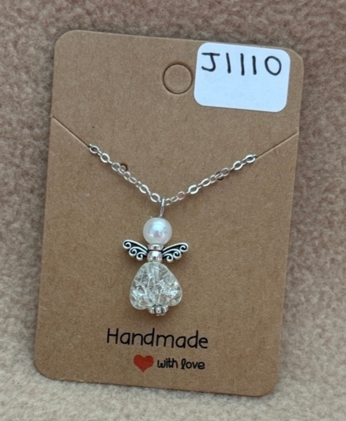 Clear Heart Angel Necklace