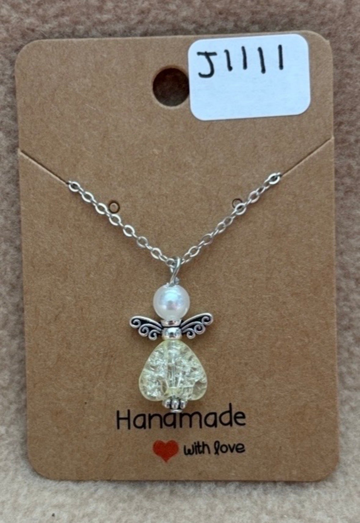 Yellow Heart Angel Necklace