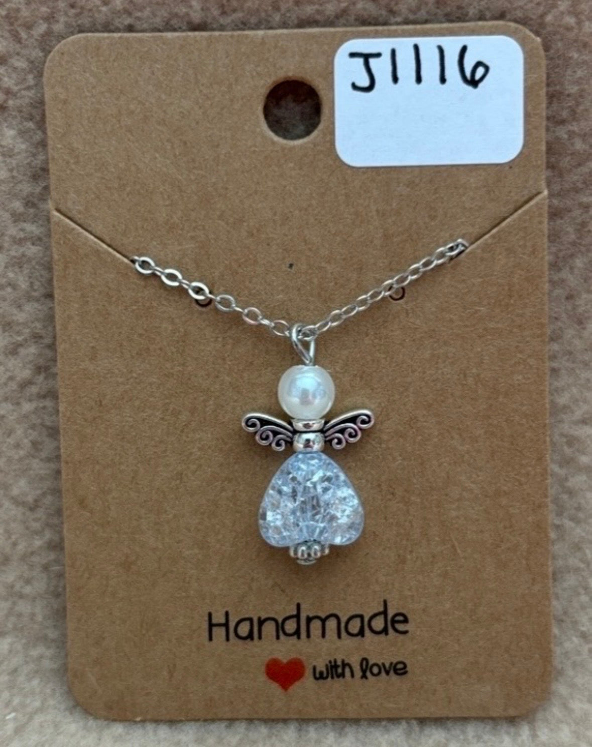 Light Blue Heart Angel Necklace
