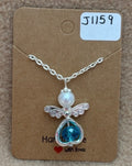 Blue Bead Heart Necklace