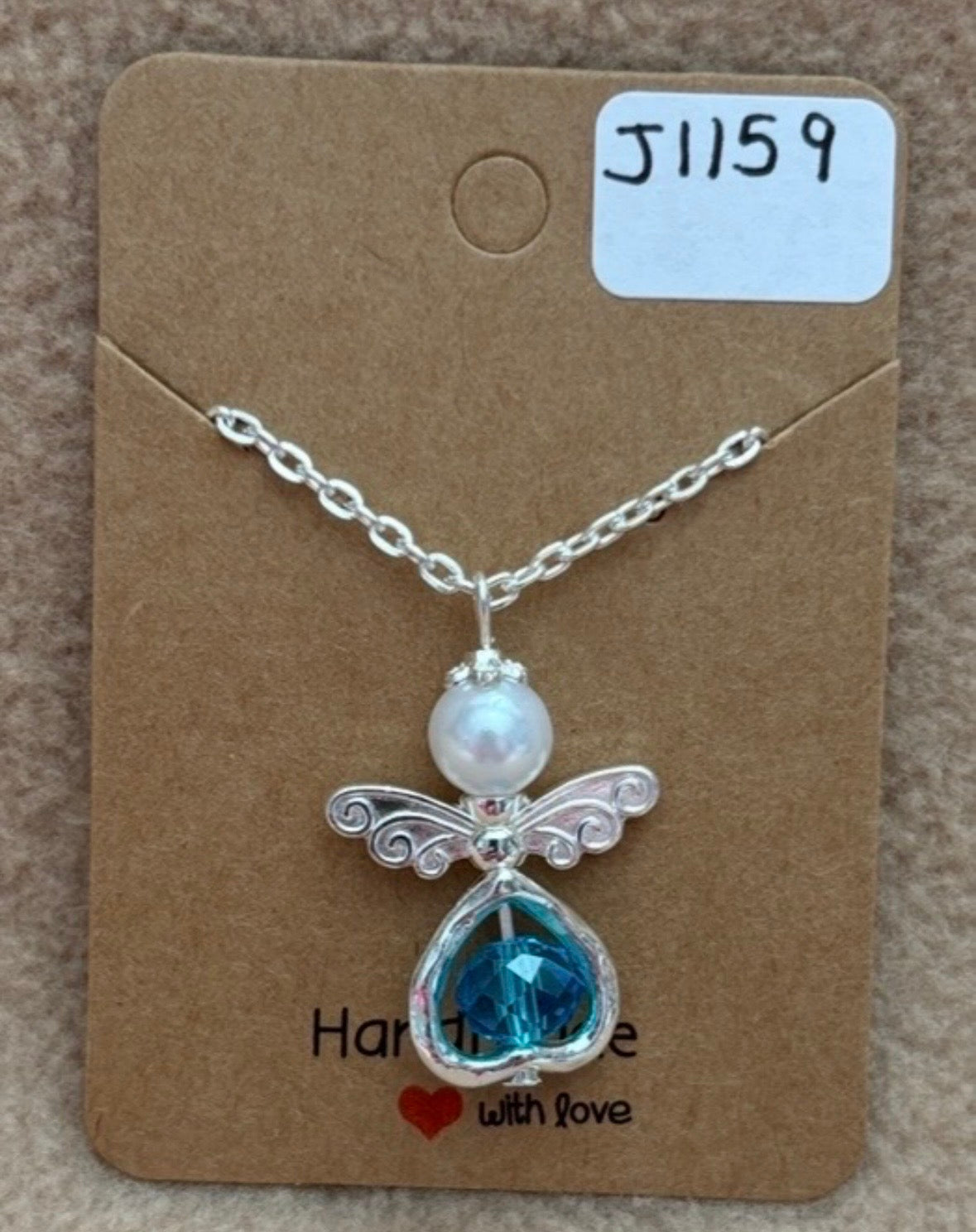 Blue Bead Heart Necklace