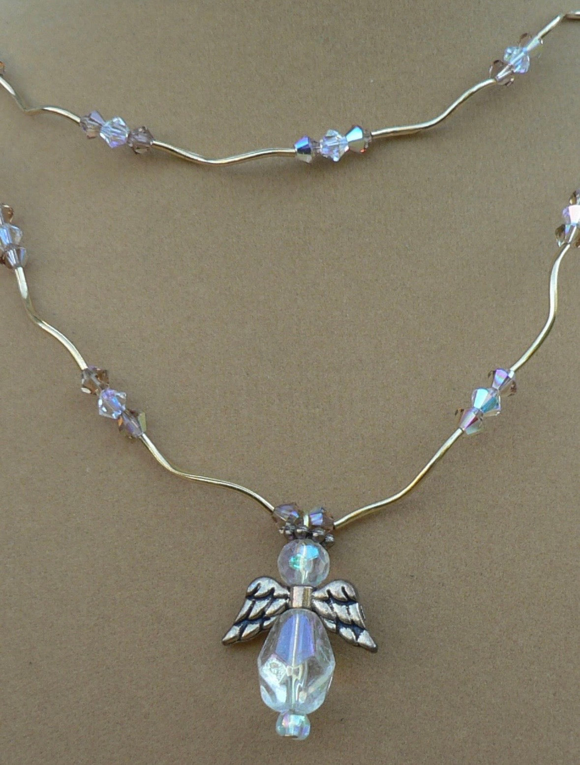 Double Stand Clear Angel Necklace