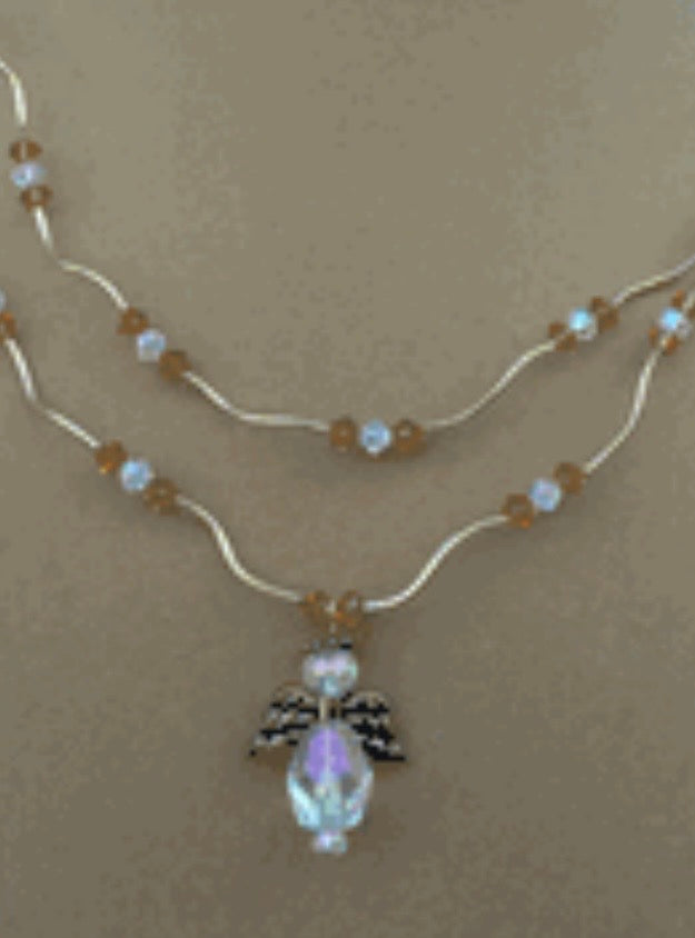 Double Stand Clear Angel Necklace