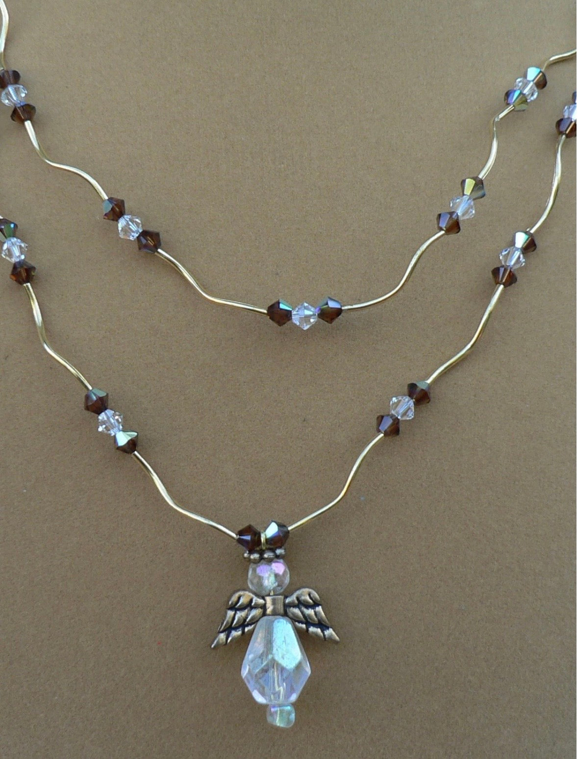 Double Strand Clear Angel Necklace