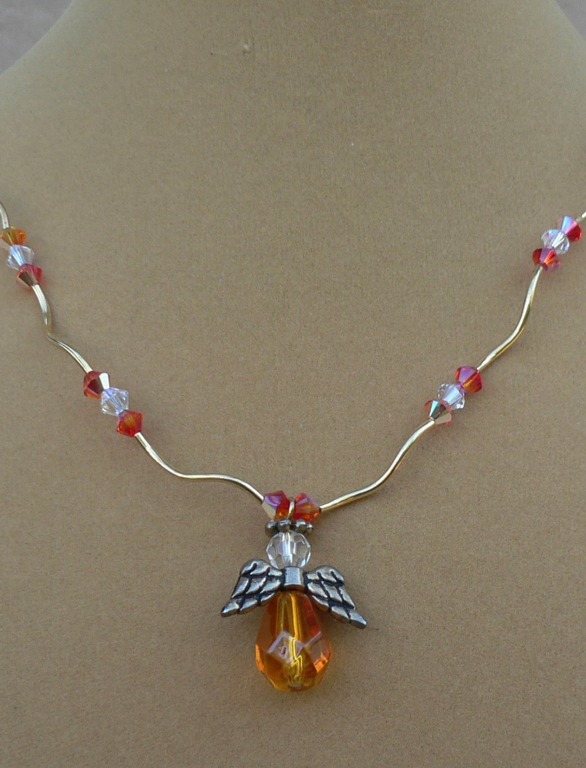 Orange AB Angel Necklace