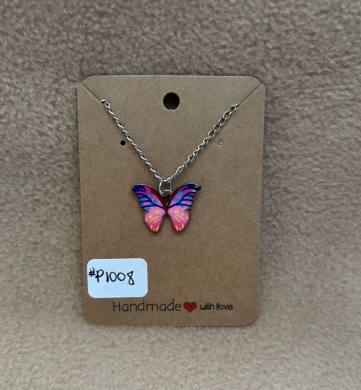 Pink Butterfly Necklace