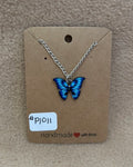 Blue and Black Butterfly Necklace