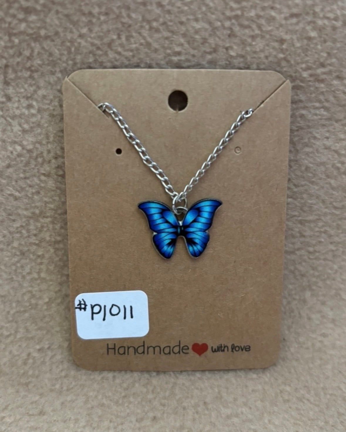 Blue and Black Butterfly Necklace