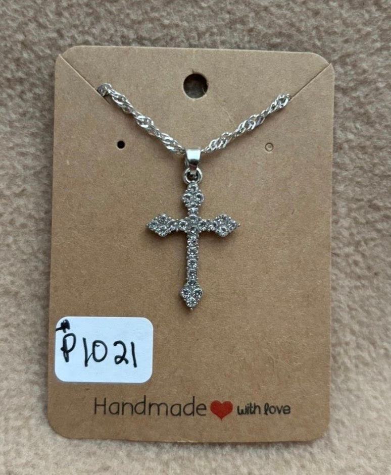 Cross With Rhinestone Necklace