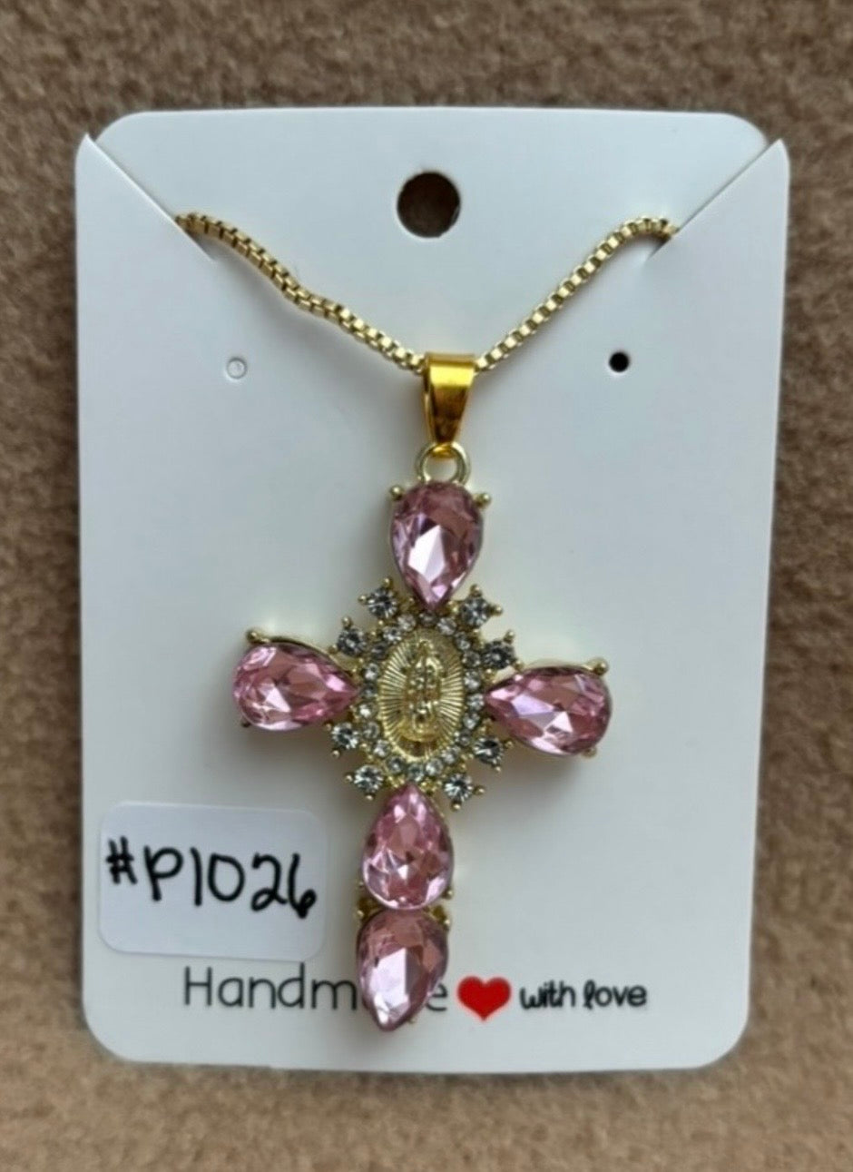 Pink Cross Necklace
