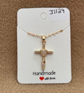 Rhinestone Cross Heart Necklace