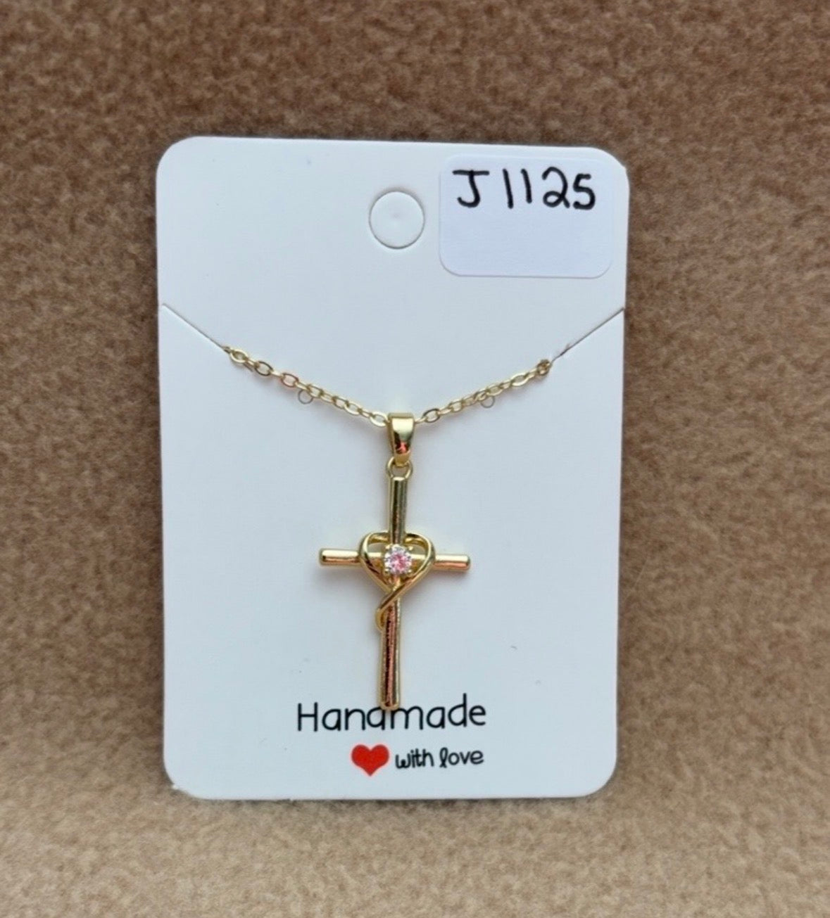 Gold Heart Cross Necklace