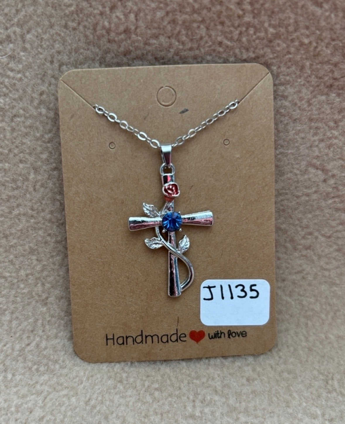 Blue Stone Cross Necklace
