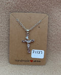 Sliver Rose Cross Necklace