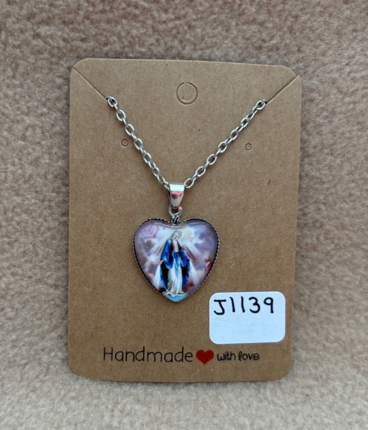 Mother Mary Heart Necklace