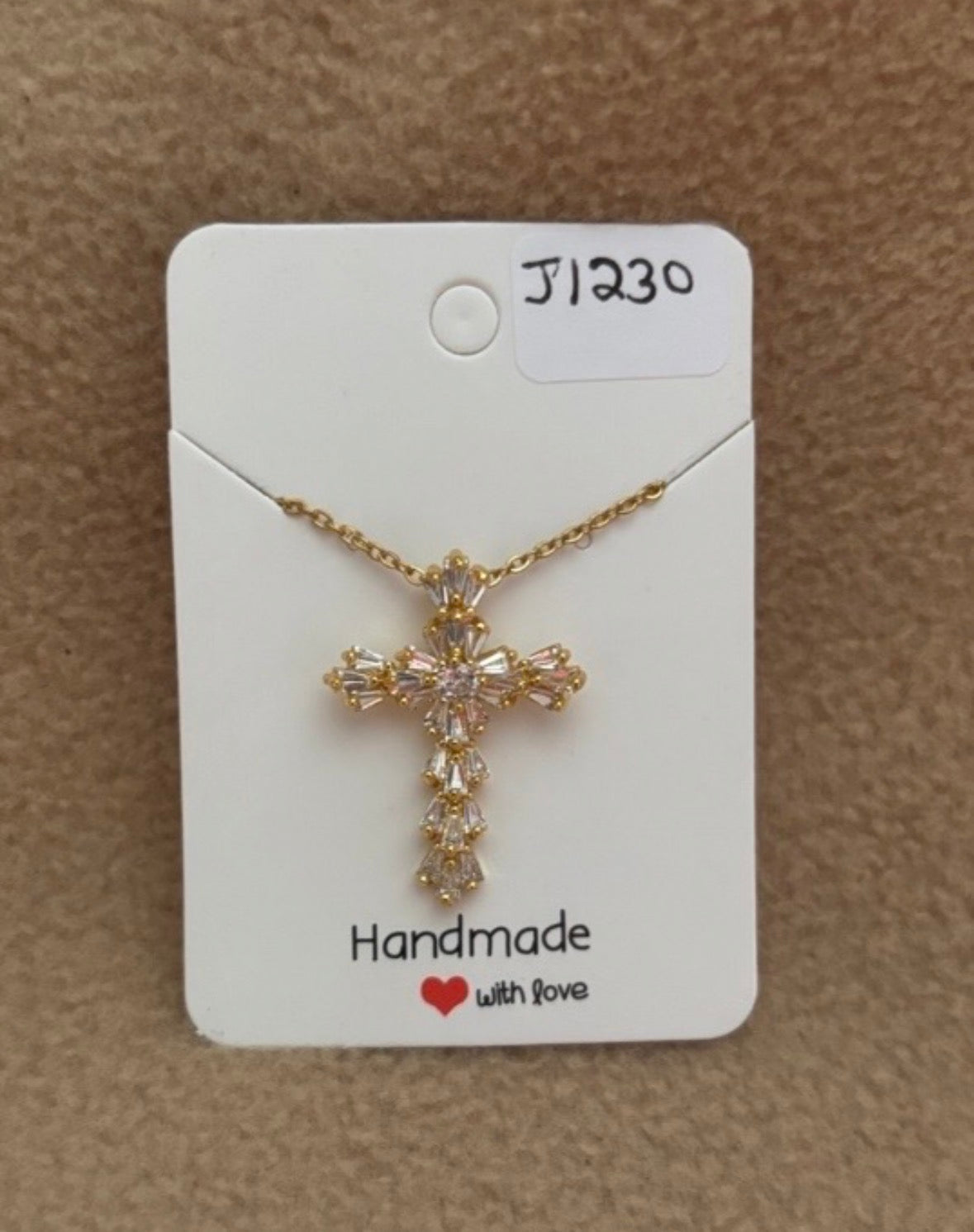 Clear Stone Cross Necklace