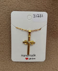 Gold Tone Infinity Cross Necklace
