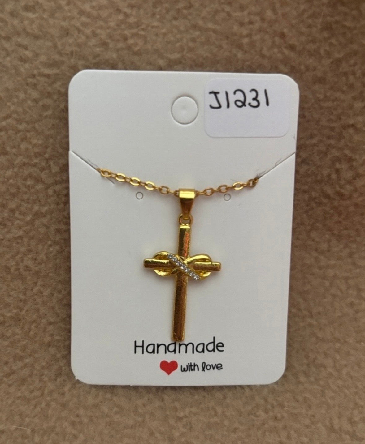 Gold Tone Infinity Cross Necklace