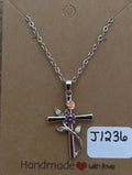Purple Stone Cross Necklace