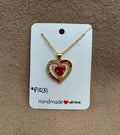 Red Heart With Red Rose Necklace