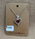 Heart Necklace With A Rose Necklace