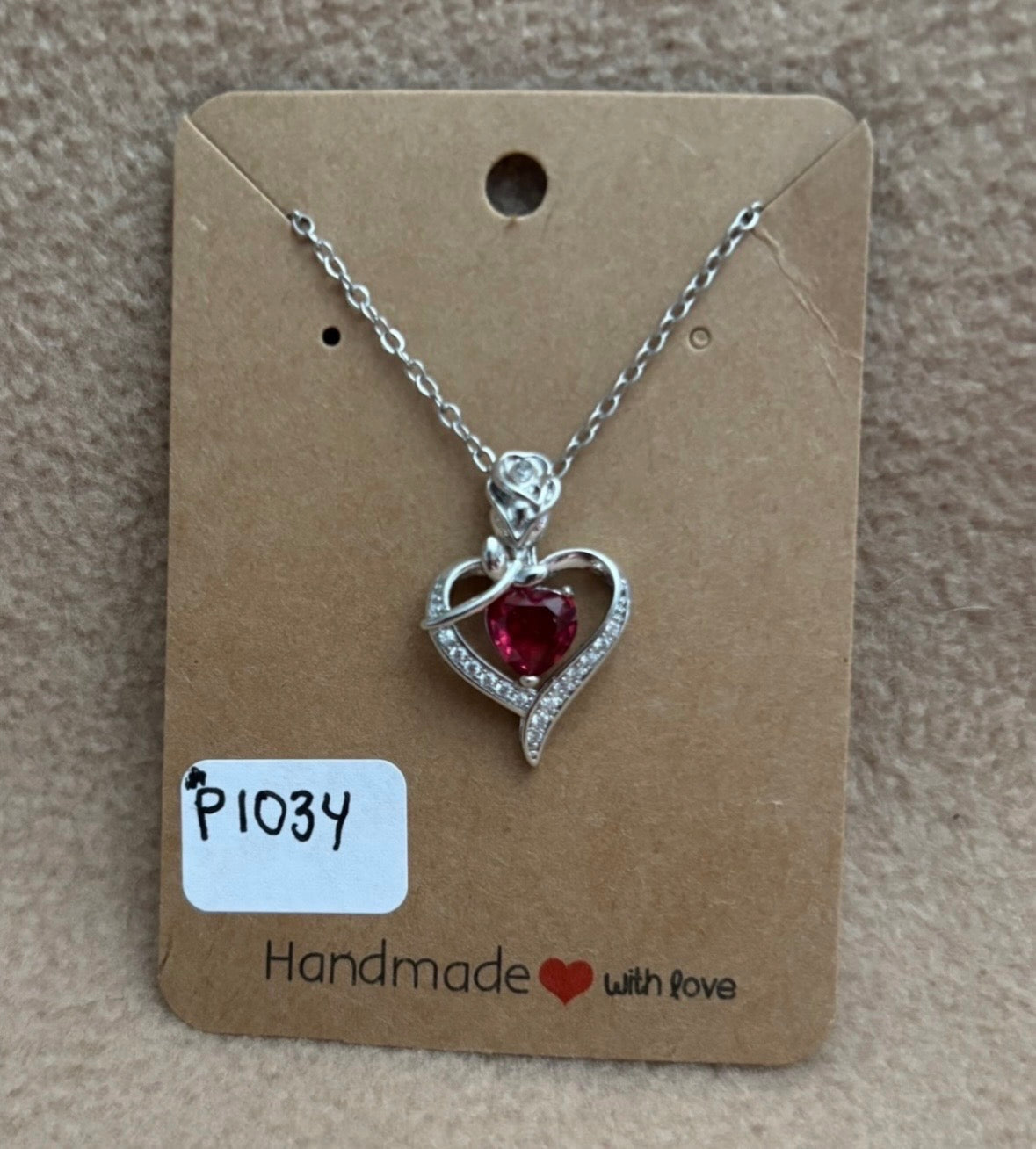 Heart Necklace With A Rose Necklace