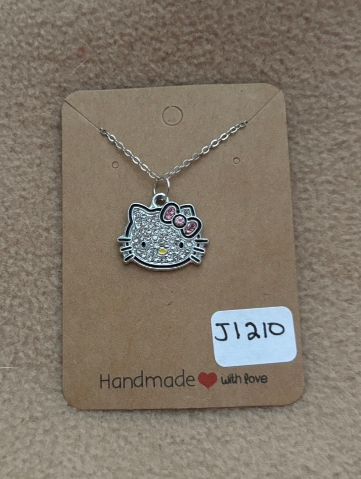 Rhinestone Hello Kitty Head Necklace