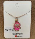 Dark Pink Labubu Necklace
