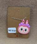 Dark Pink Labubu Head Necklace