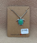 Light Blue Rhinestone Turtle Necklace