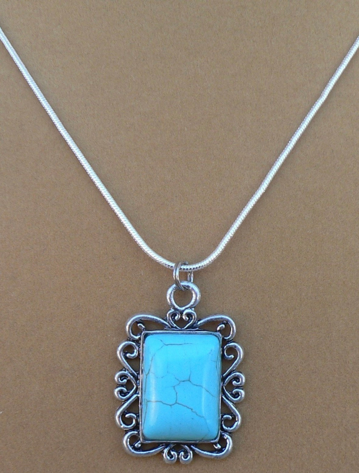 Turquoise Square Pendent Necklace